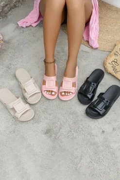 Hot Dear-Lover Square Design Cutout Open Toe Slippers Pink