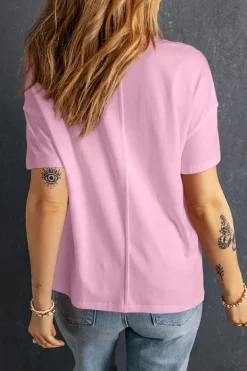Clearance Dear-Lover Star Patchwork Loose T-shirt Pink