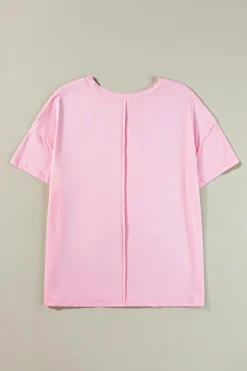 Clearance Dear-Lover Star Patchwork Loose T-shirt Pink