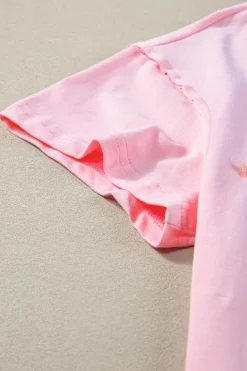 Clearance Dear-Lover Star Patchwork Loose T-shirt Pink