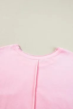 Clearance Dear-Lover Star Patchwork Loose T-shirt Pink