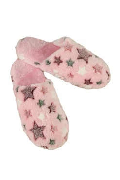 Fashion Dear-Lover Star Pattern Plush Home Slippers Pink