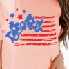 Discount Dear-Lover Stars and Stripes Bow Knot Crew Neck T Shirt Pink