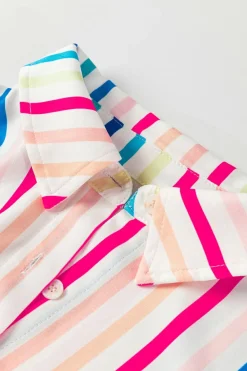 New Dear-Lover 3/4 Sleeve Button Up Casual Shirt Pink Stripe