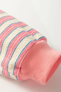 Best Dear-Lover Buttoned V Neck Collared Drop Shoulder Top Pink Stripe