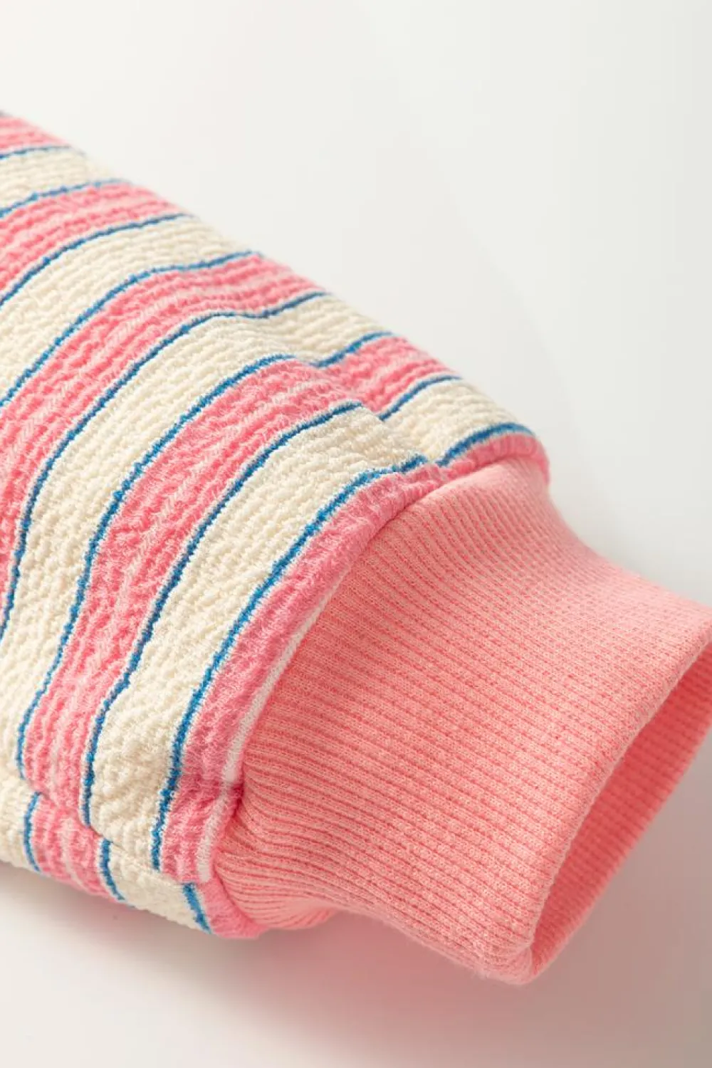 Best Dear-Lover Buttoned V Neck Collared Drop Shoulder Top Pink Stripe