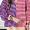 Sale Dear-Lover Casual Stripe Colorblock Drop Shoulder Oversize Sweatshirt Pink Stripe