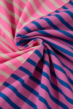 Sale Dear-Lover Casual Stripe Colorblock Drop Shoulder Oversize Sweatshirt Pink Stripe