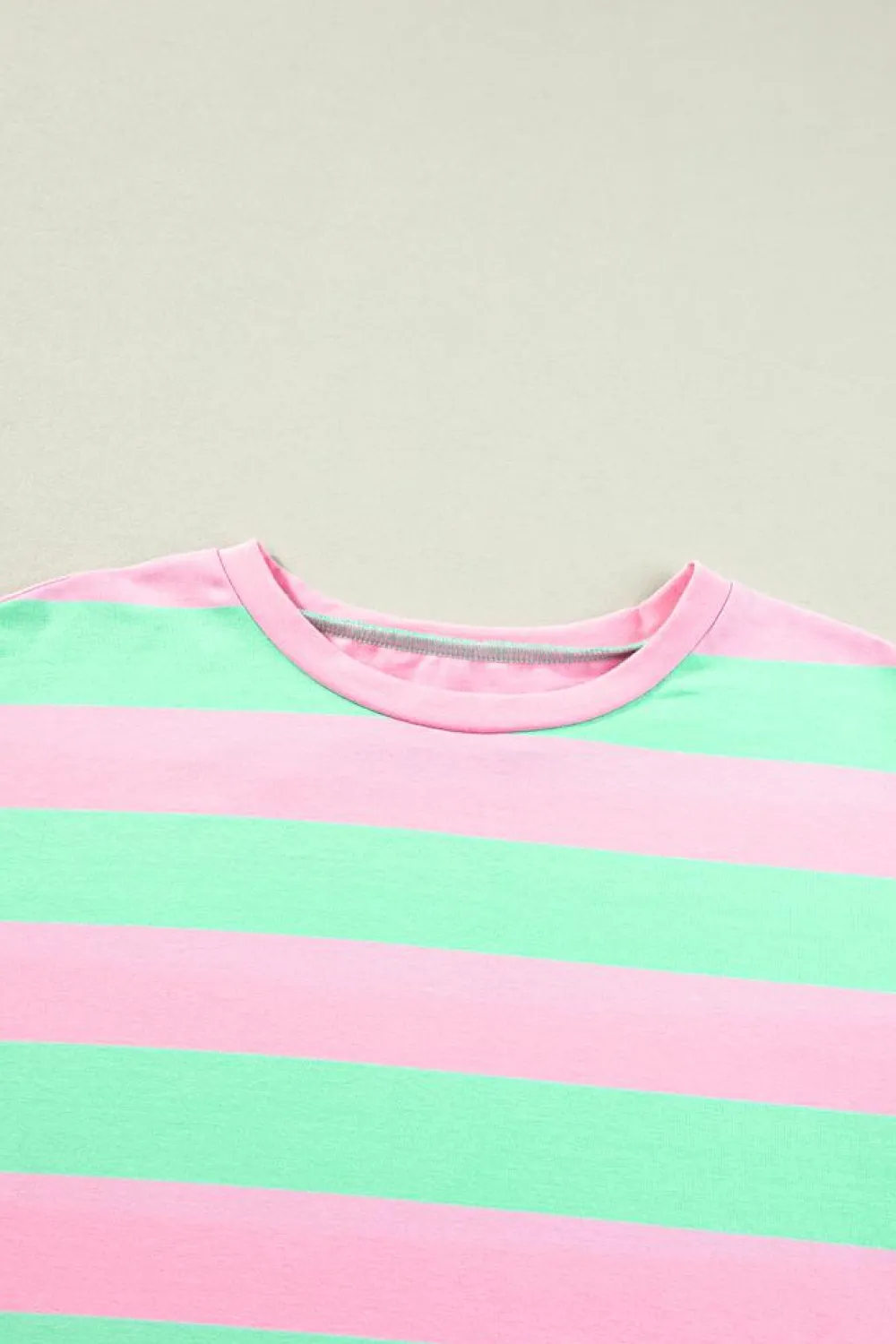 Discount Dear-Lover Colorblock Cuffed Sleeve Loose Tee Pink Stripe