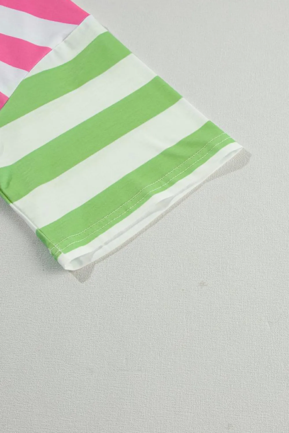 Hot Dear-Lover Contrast Patch Pocket Drop Sleeve T Shirt Pink Stripe