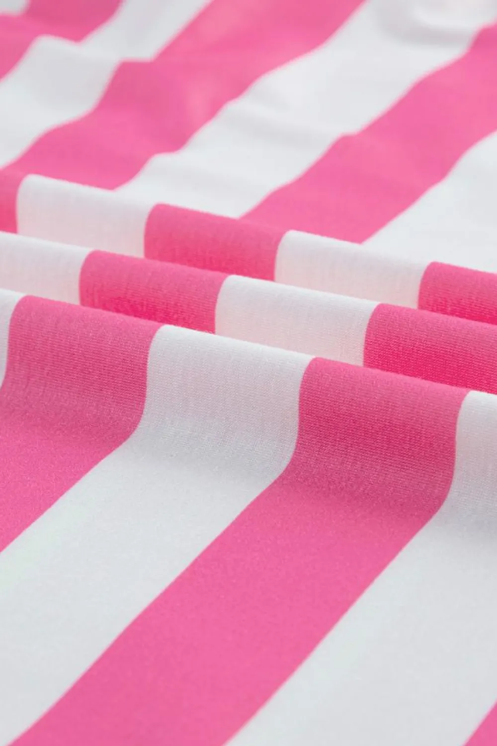Hot Dear-Lover Contrast Patch Pocket Drop Sleeve T Shirt Pink Stripe