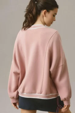 New Dear-Lover Contrast Trim V Neck Buttoned Front Pocketed Knit Cardigan Pink Stripe
