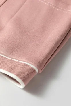 New Dear-Lover Contrast Trim V Neck Buttoned Front Pocketed Knit Cardigan Pink Stripe