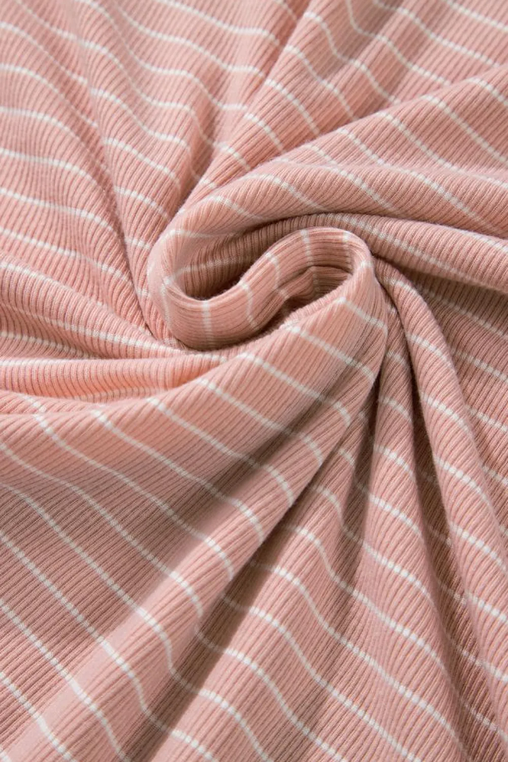 Clearance Dear-Lover Cowl Neck Side Slits Loose Fit Long Sleeve Top Pink Stripe
