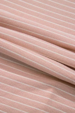 Clearance Dear-Lover Cowl Neck Side Slits Loose Fit Long Sleeve Top Pink Stripe