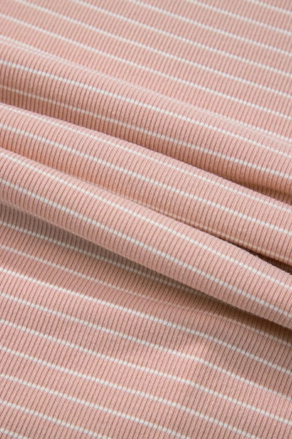 Clearance Dear-Lover Cowl Neck Side Slits Loose Fit Long Sleeve Top Pink Stripe