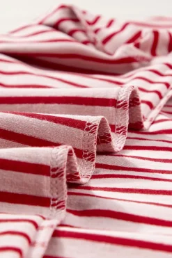Hot Dear-Lover Crew Neck Casual T Shirt Pink Stripe