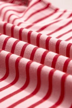 Hot Dear-Lover Crew Neck Casual T Shirt Pink Stripe