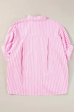 Clearance Dear-Lover Dolman Sleeve Oversize Shirt Pink Stripe