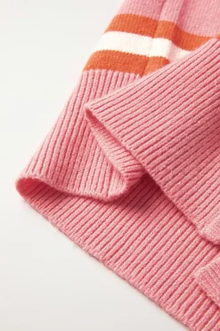 Clearance Dear-Lover Drop Shoulder Buttons Cardigan Sweater Pink Stripe