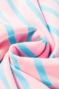 Sale Dear-Lover Oversized Contrast Trim Exposed Seam High Low T Shirt Pink Stripe