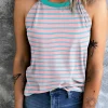 Best Dear-Lover Round Neck Tank Top Pink Stripe