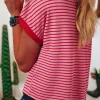 Online Dear-Lover Sequin Crawfish Crewneck T Shirt Pink Stripe