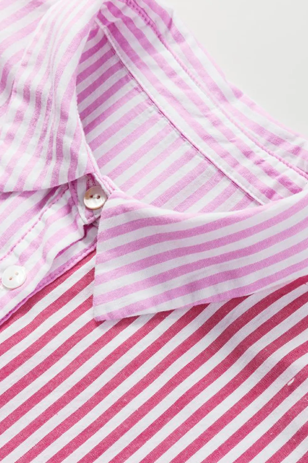 Best Dear-Lover Striped Patchwork Ruffled Hem Button up Shirt Pink Stripe