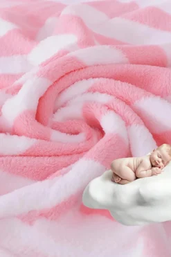 Fashion Dear-Lover Striped Plush Bath Towel Set Pink