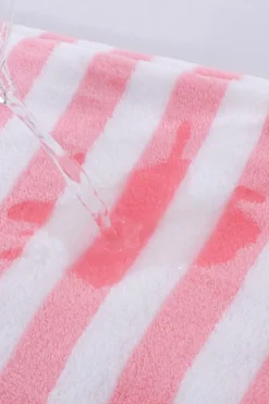 Fashion Dear-Lover Striped Plush Bath Towel Set Pink