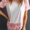 Outlet Dear-Lover Tie Dye Color Bleached Short Sleeve T Shirt Pink