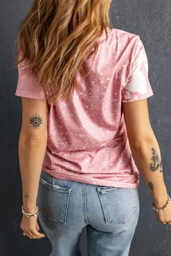 Outlet Dear-Lover Tie Dye Color Bleached Short Sleeve T Shirt Pink