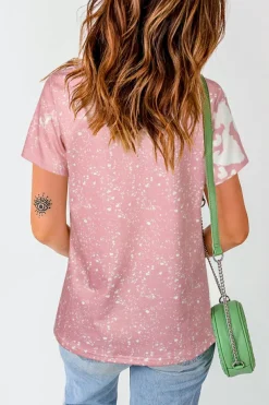 Outlet Dear-Lover Tie Dye Color Bleached Short Sleeve T Shirt Pink