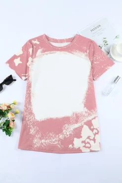 Outlet Dear-Lover Tie Dye Color Bleached Short Sleeve T Shirt Pink