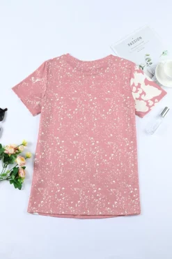 Outlet Dear-Lover Tie Dye Color Bleached Short Sleeve T Shirt Pink