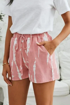 Sale Dear-Lover Tie Dye Drawstring Casual Shorts Pink