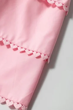 Best Dear-Lover Tiered Heart Trim Square Neck Flutter Top Pink
