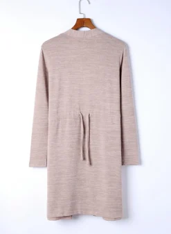 Fashion Dear-Lover Tunic Back Open Front Cardigan with Pockets Pink