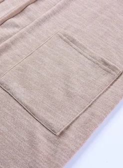 Fashion Dear-Lover Tunic Back Open Front Cardigan with Pockets Pink