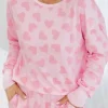 New Dear-Lover Valentine Heart Shape Print Long Sleeve Top Shorts Lounge Set Pink
