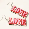 Best Dear-Lover Valentines Day LOVE Pendant Hook Earrings Pink