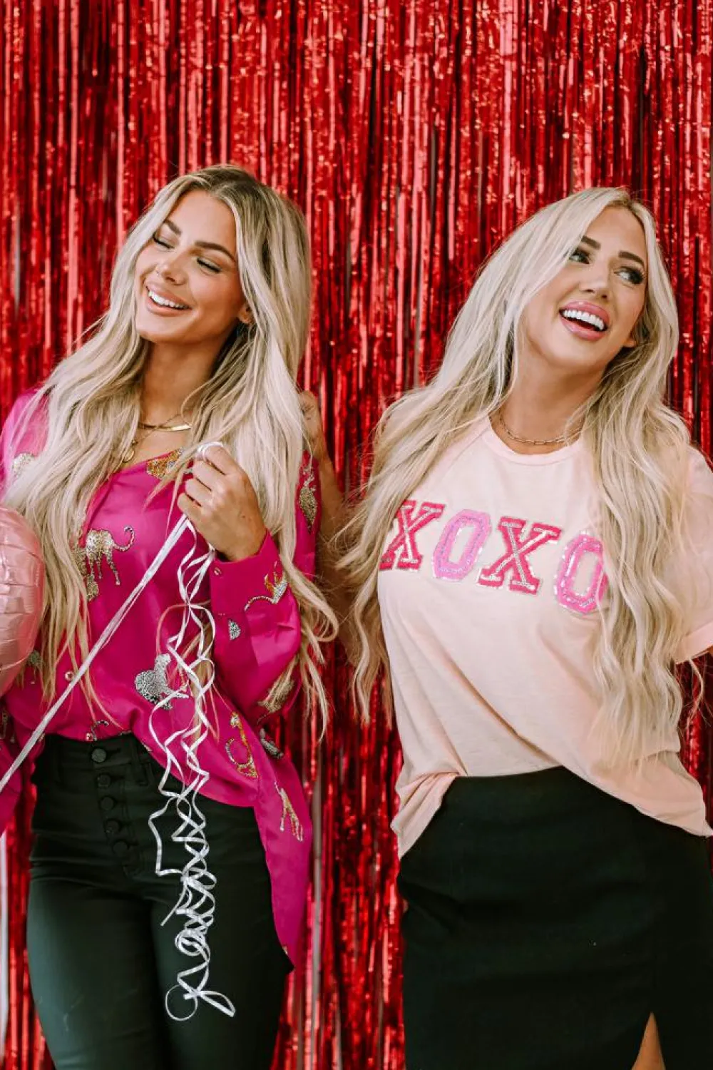 Best Dear-Lover Valentines Shiny XOXO Graphic T-shirt Pink