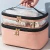 Discount Dear-Lover Waterproof PVC Double-layer Cosmetic Bag Pink