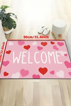 Outlet Dear-Lover WELCOME Heart Print Non-slip Door Mat Pink