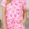 Sale Dear-Lover Western Boots Printed Short 2pcs Lounge Set Pink