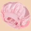 Fashion Dear-Lover Wide Elastic Band Large Sleep Hair Bonnet Pink