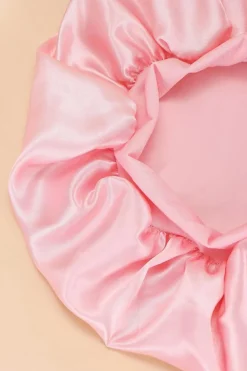 Fashion Dear-Lover Wide Elastic Band Large Sleep Hair Bonnet Pink
