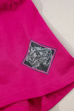 Best Dear-Lover Crown Graphic Crew Neck T Shirt Pitaya Pink