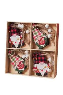 Online Dear-Lover Plaid Christmas Pendant Quad 12PC Set Red Clay