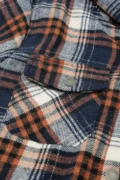 Outlet Dear-Lover Plaid Pattern Sherpa Lined Hooded Shacket Blue-2